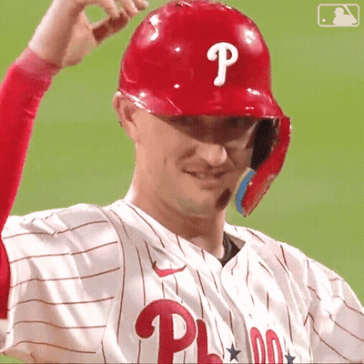 Phillies Baseball Player Red Helmet With P GIF