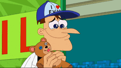 Phineas And Ferb Holding Stuff Toys GIF