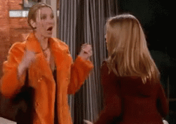 Phoebe Running And Friends Happy Reaction GIF