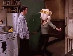 Phoebe Running With Chicken Face GIF