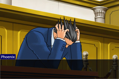 Phoenix Is A Character In A Video Game With His Head Down GIF