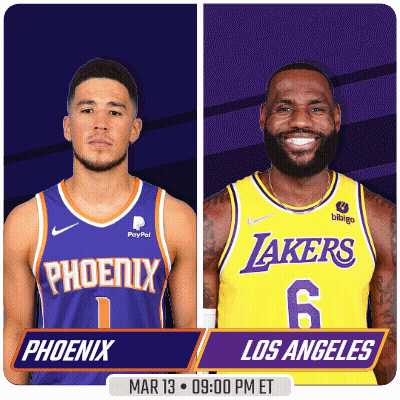 Phoenix Suns Vs Lakers Basketball Game Flyer GIF