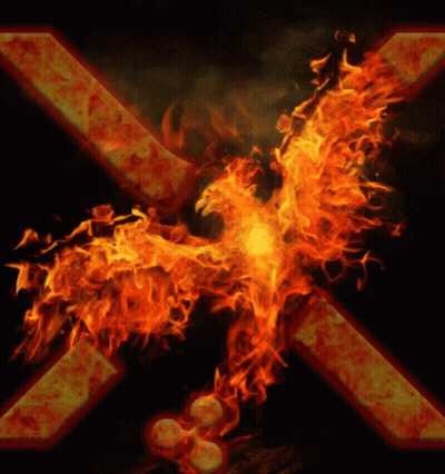 Phoenix Surrounded By Flames With X GIF