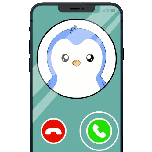 Phone With Penguin And Call Button Sticker