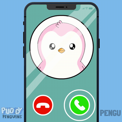 Phone With Pink Penguin And Pudgy Penguins GIF