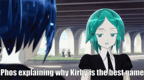 Phos Explaining Why Kirby Is The Best Game With A Picture Of Two Anime Characters GIF