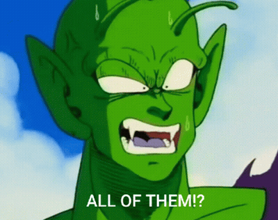 Piccolo From Dragon Ball Z Says " All Of Them " In Front Of His Face GIF