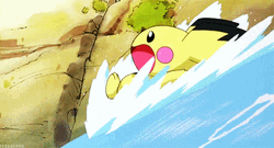 Pichu Being Swept Away By Water Current GIF
