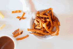 Picking A Fresh Hot Potato Fries GIF