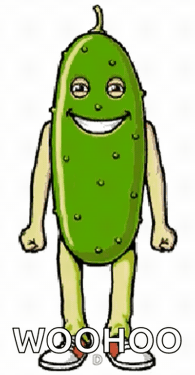 Pickle Cartoon Saying Woohoo