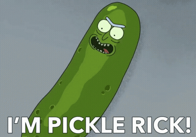 Pickle Rick From Rick And Morty Says " I 'M Pickle Rick " GIF
