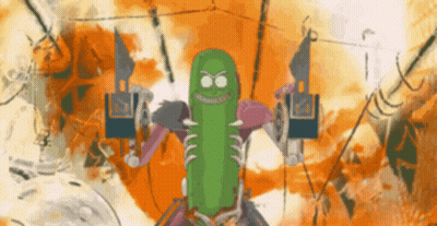 Pickle Rick Holding Guns