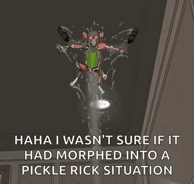 Pickle Rick Jumping Out Of Toilet GIF