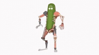 Pickle Rick Robot With Pickle Head And Legs GIF