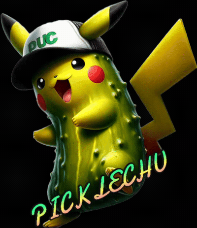 Pickle Shaped Pikachu Wearing Hat Saying Duc GIF