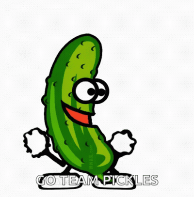 Pickle With Arms And Legs Saying Go Team Pickles GIF