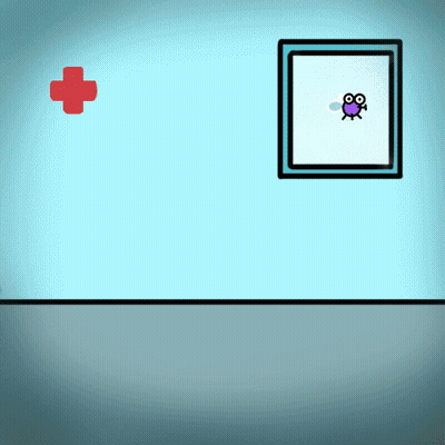 Picture Frame With Red Cross And Bug GIF