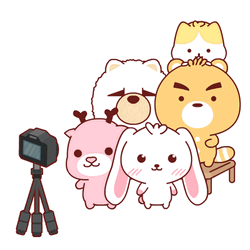 Picture Taking Cartoon Animal Family   GIF