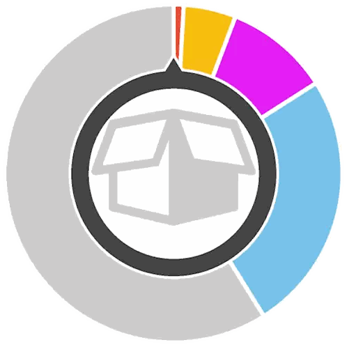 Pie Chart With Center Building And Colored Sections Sticker