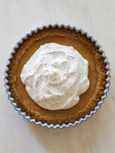 Pie With Whipped Cream And Cinnamon Sprinkles GIF
