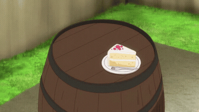 Piece Of Cake On A Plate On Barrel GIF