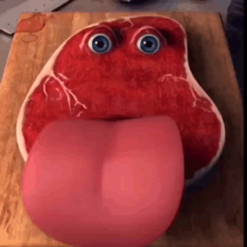 Piece Of Meat With Eyes And Tongue Out GIF