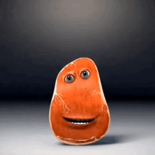 Piece Of Meat With Face Standing On Table GIF