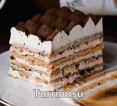 Piece Of Tiramisu On Plate GIF
