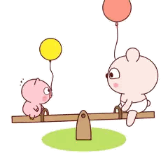 Pig And Bear On Seesaw With Balloons Sticker