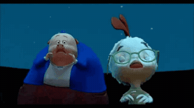 Pig And Chicken Standing Together Cartoon GIF