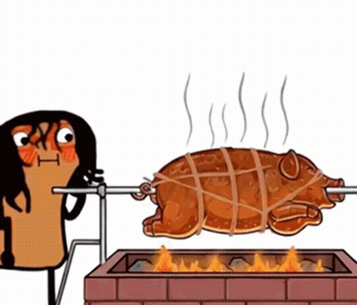 Pig Being Cooked On Grill GIF