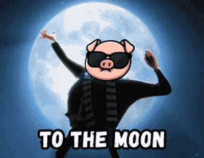 Pig Dancing In Front Of Full Moon GIF