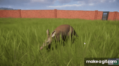 Pig Eating Grass in Video Game