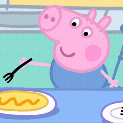 Pig Eating Pancake With Fork GIF