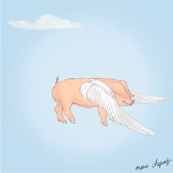 Pig Flies Flapping Wings Animation GIF