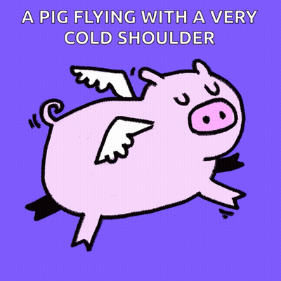 Pig Flying With Cold Shoulder GIF