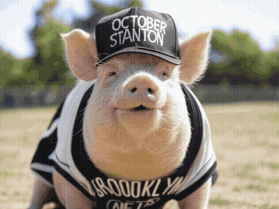 Pig In October Stanton Hat And Nets Jersey GIF