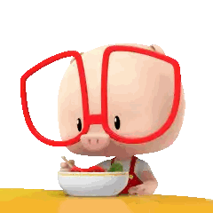 Pig In Red Glasses Eating Food Sticker