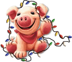 Pig Smiling With Christmas Lights Sticker