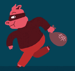 Pig Thief Burglar Run Cartoon GIF