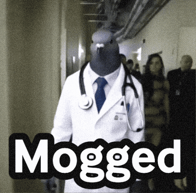 Pigeon Doctor With Stethoscope Saying Mogged GIF