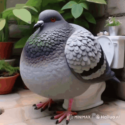 Pigeon Perched On Wooden Ledge With Wings Outstretched GIF