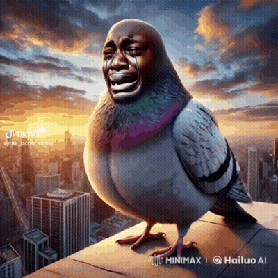 Pigeon With Man Face Crying GIF