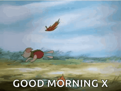 Piglet Running In Field With Butterfly GIF