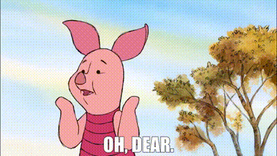 Piglet Standing In Front Of Tree Saying Oh Dear GIF