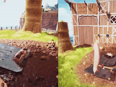 Pigs In Mud Puddle And Fenced Area GIF