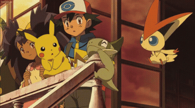 Pikachu And Ash On Balcony Looking Out Window GIF