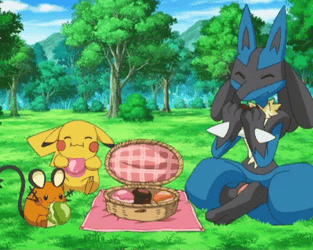 Pikachu Cute Picnic With Friends GIF