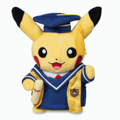 Pikachu Graduation Cap And Gown Holding Diploma GIF