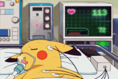 Pikachu In Hospital Bed With Oxygen Mask Monitor 113 GIF
